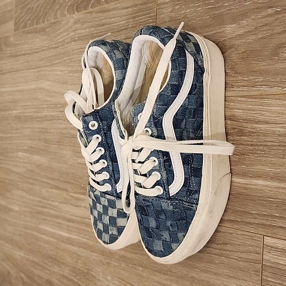 Vans wolven denim shoes wedges women's 7.5